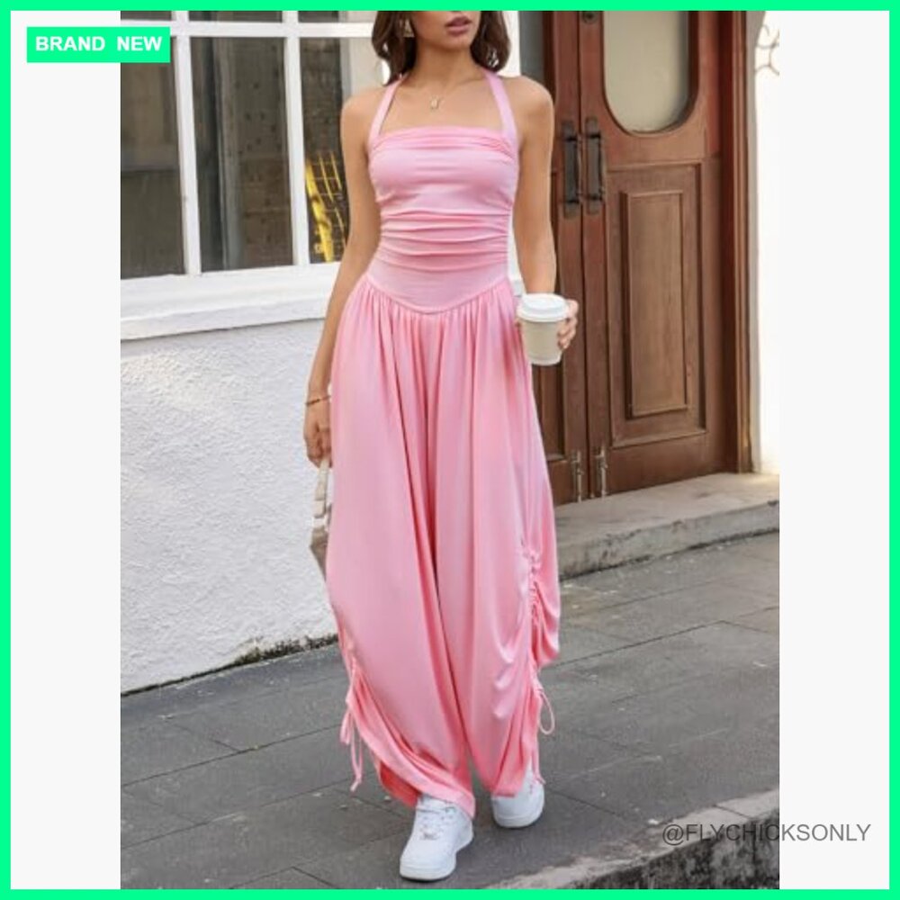 Polyester Viscose Elastane Halter Jumpsuit Side-C… - image 4